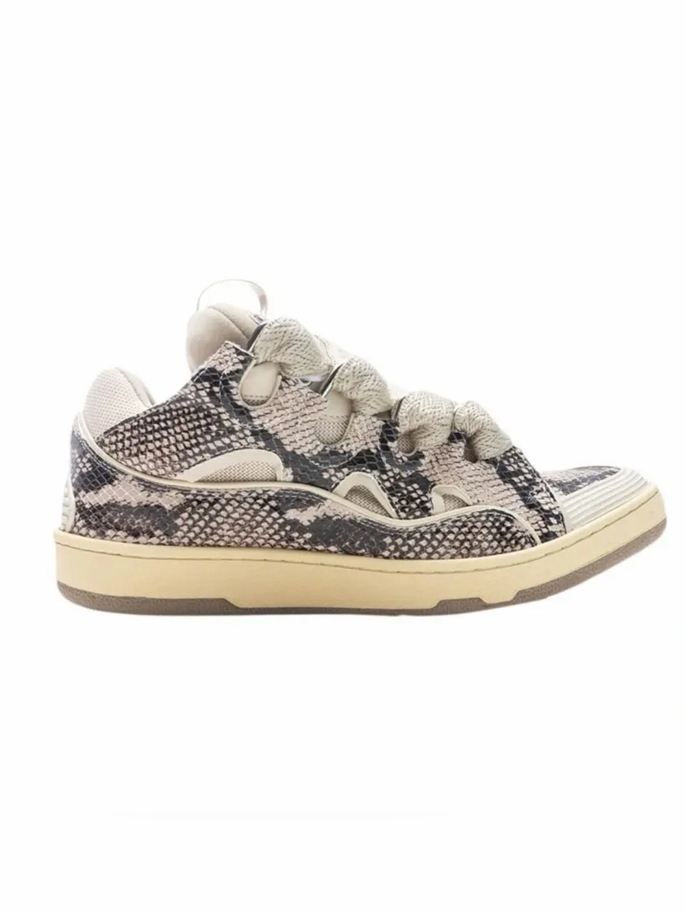 Lanvin Curb Python Print Sneakers - Beige